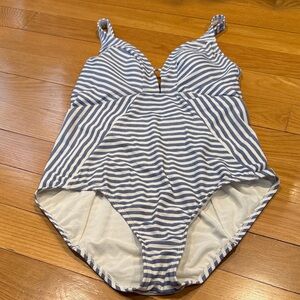 Time and tru one piece striped swimsuit size large (12/14) .